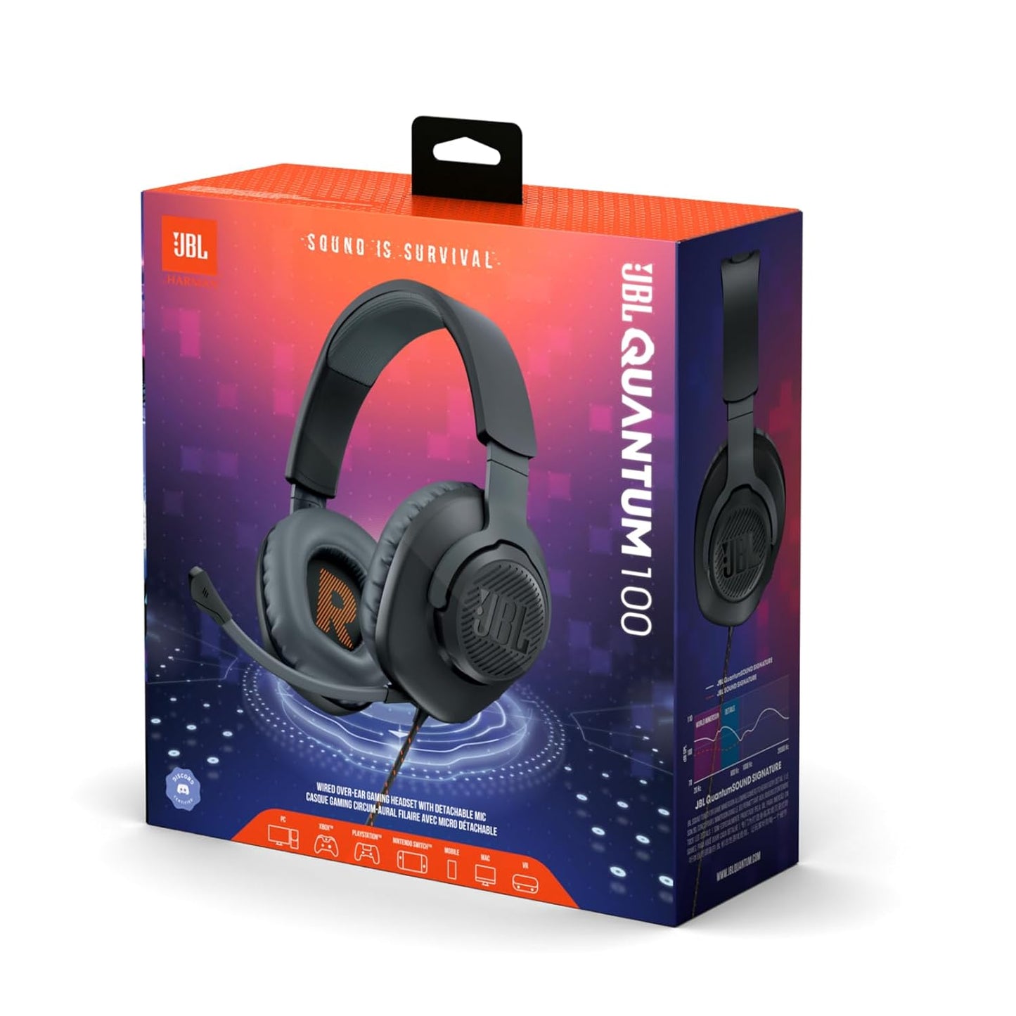 JBL Quantum 100 Wired Over Ear Gaming Headphones With Mic, 40mm Dynamic Driver,Detachable Mic(Black) 1.0 Piece
