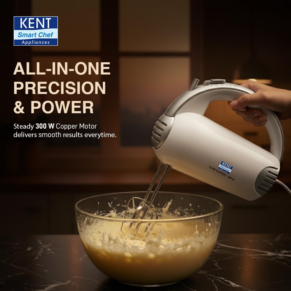 Kent Hand Blender, Stainless Steel Blade, 300W (White) 1.0 unit