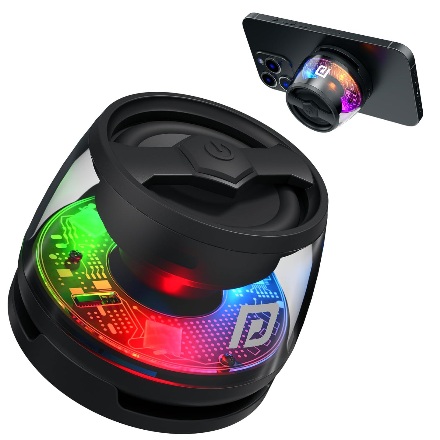 Portronics Nadya 6W Magnetic Bluetooth Speaker with MagSafe Mobile Stand, HD Sound, Upto 4 Hours Playtime, RGB LED Lights (Black) 1.0 Piece