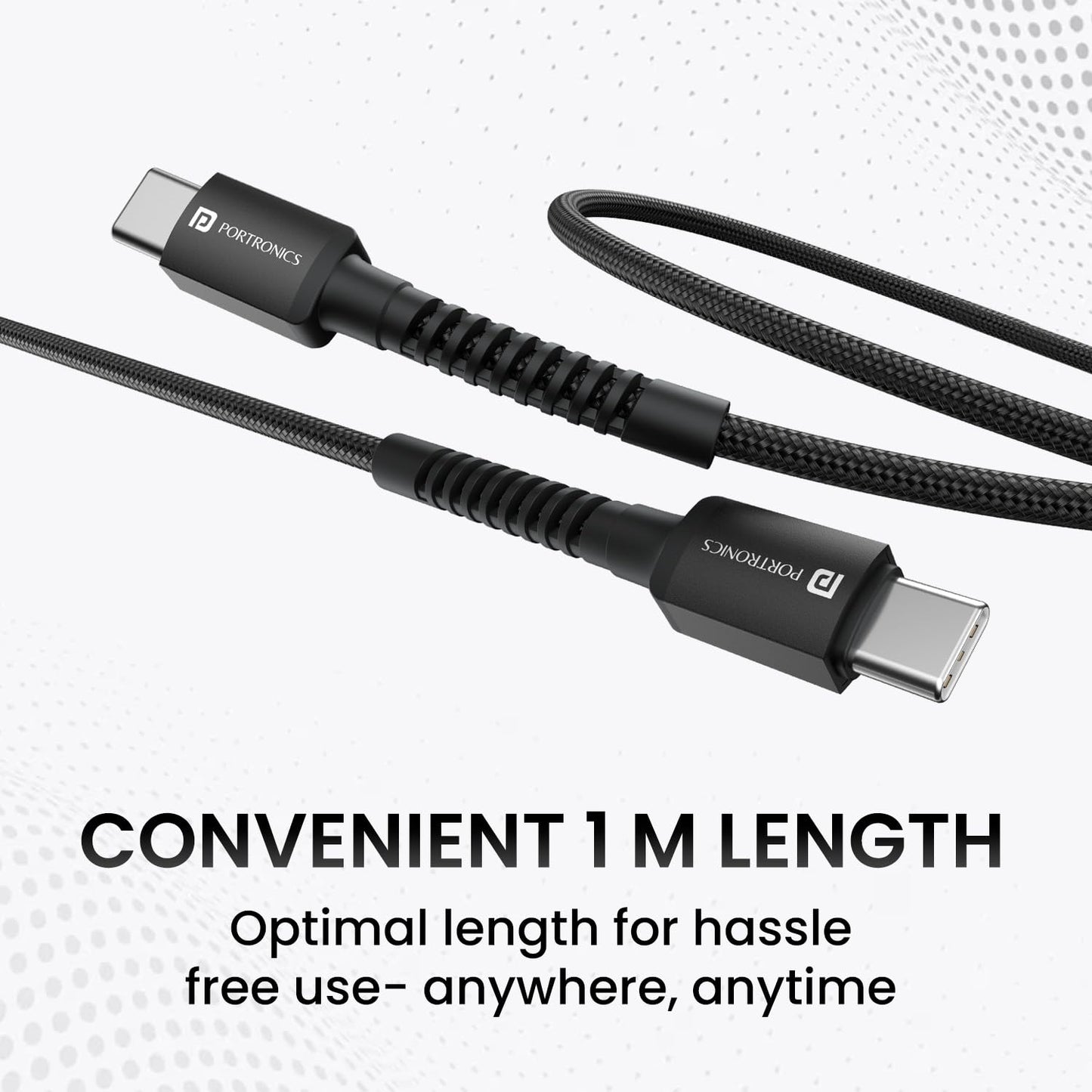 Portronics Konnect X 60W Type C to Type C 1m - Black 1.0 Piece