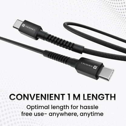 Portronics Konnect X 60W Type C to Type C 1m - Black 1.0 Piece