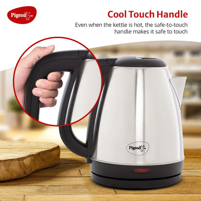 Pigeon Hot Kettle and Stainless Steel Water Bottle Combo, 1.5L & 700ml, Auto shut off, 1300 W (Silver & Red) 1.0 pack