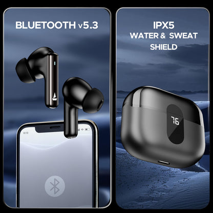 boAt Airdopes 121 Pro Plus TWS Earbuds w/ 100H Battery, ENx, 50ms Low Latency, Fast Charge, LED Display, IPX5, BTv5.3 (Blue) 1.0 unit