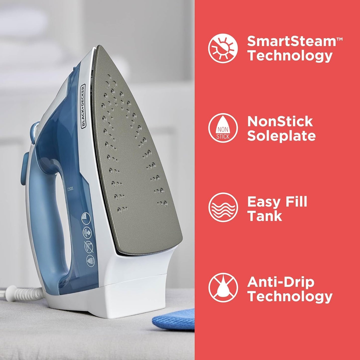 Black+Decker 1600W Steam Iron 1.0 Piece
