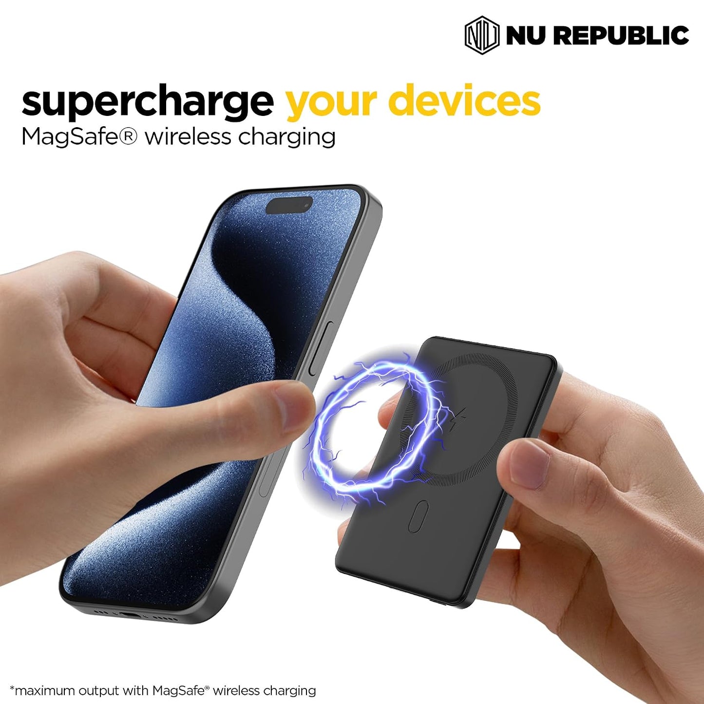 Nu Republic Magsafe Powerpop X1 Wireless Slim Power Bank Compatible with Fast Charging, 5000 mAh (Black) 1.0 Piece