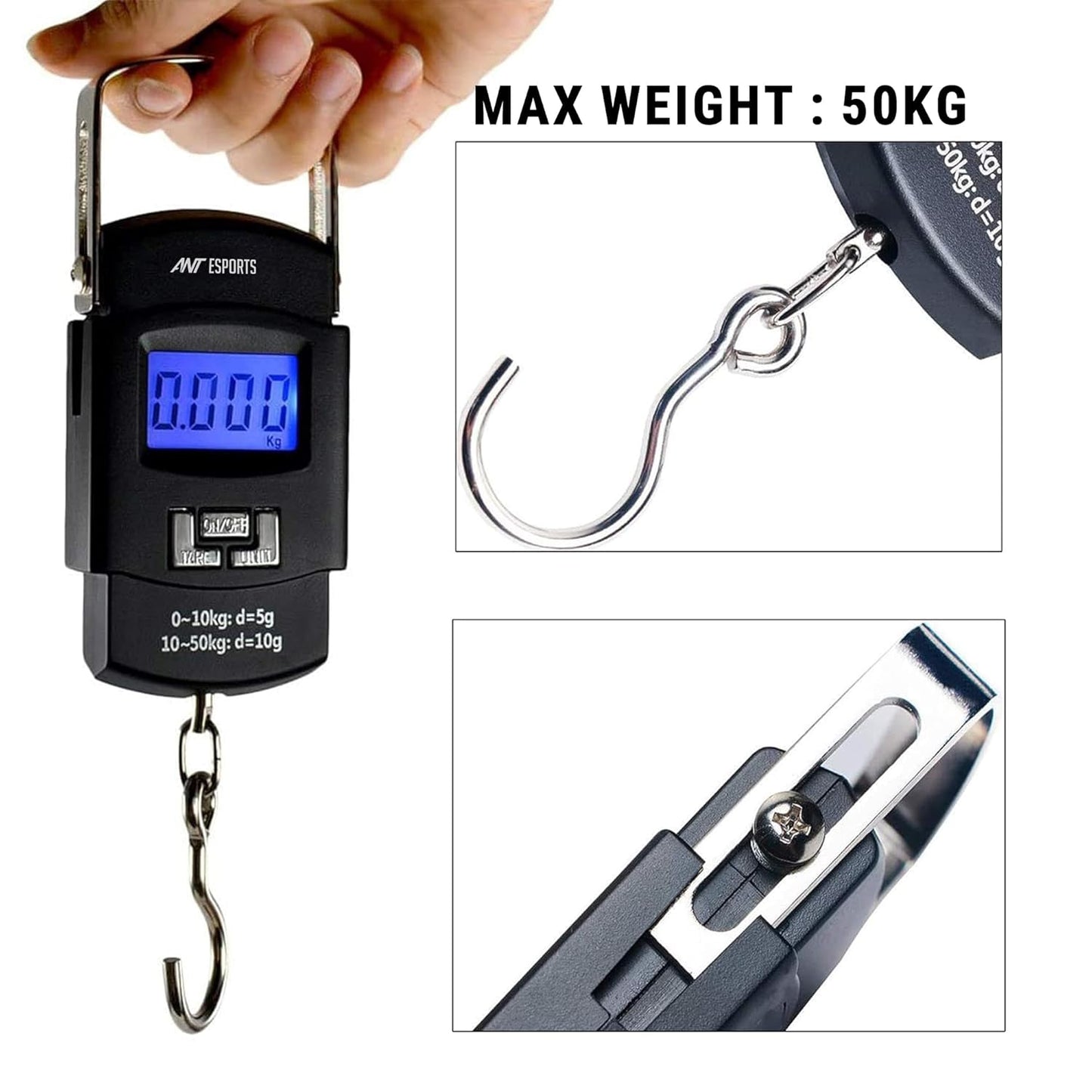 Ant Aels010 Heavy Duty Portable Digital Luggage Weighing Scale With Metal Hook For Home Travel Factory Wholesale And Retail Shop With Digital Led Screen 1.0 Piece