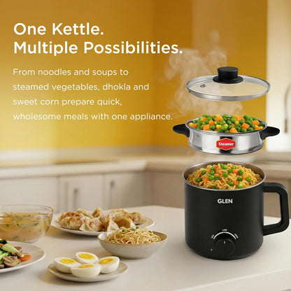 Glen SA 9016 Multi Cook Kettle,1.5L, 600W (Black) 1.0 unit