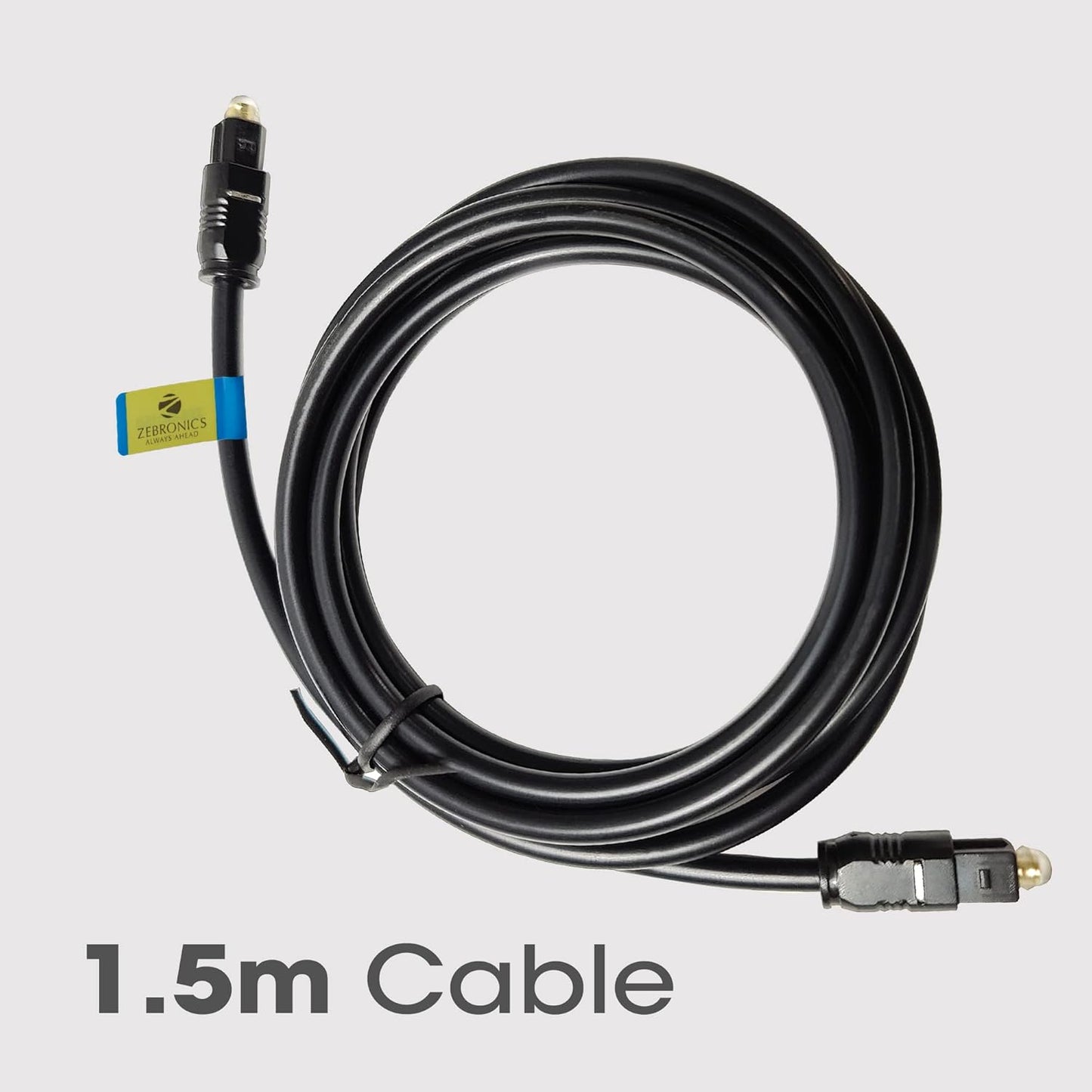 Zebronics OC150 Optical cable, 1.5m Length, Support PCM Dolby audio 1.0 Piece