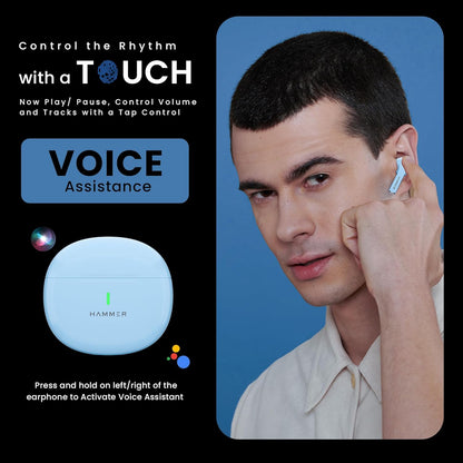 Hammer Ultra Pods In-Ear Truly Wireless Earbuds With Mic, 30 Hours Playtime, IPX5, Bluetooth v5.3 (Blue) 1.0 unit