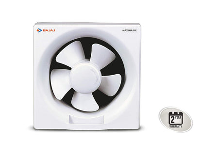 Bajaj Maxima DX Exhaust Fan, 5 Blades, Button Control, Corded Electric, 28 Watts, Plastic (White) 1.0 unit