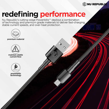 Nu Republic Blaze Silk 3.1A Fast Charging 1 m USB to Micro USB Charging Cable (Red) 1.0 unit