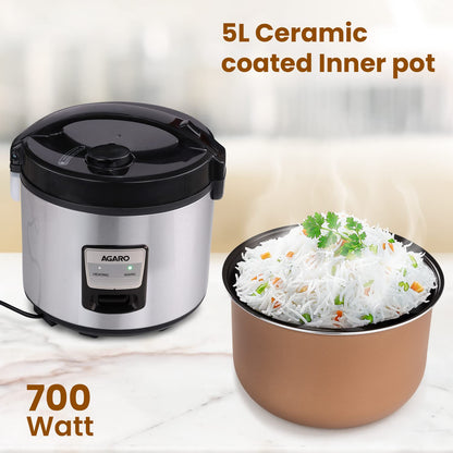Agaro Regency 5L 700W Ceramic Rice Cooker (Silver & Black) 1.0 unit