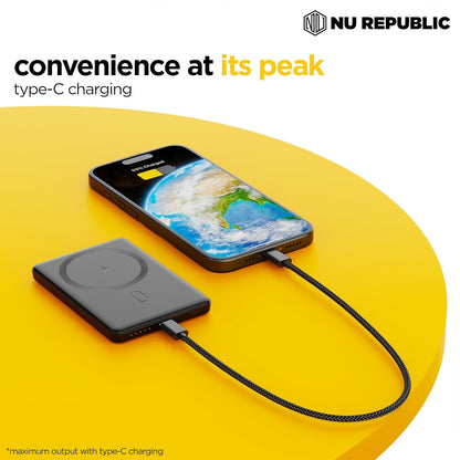 Nu Republic Magsafe Powerpop X1 Wireless Slim Power Bank Compatible with Fast Charging, 5000 mAh (Black) 1.0 Piece