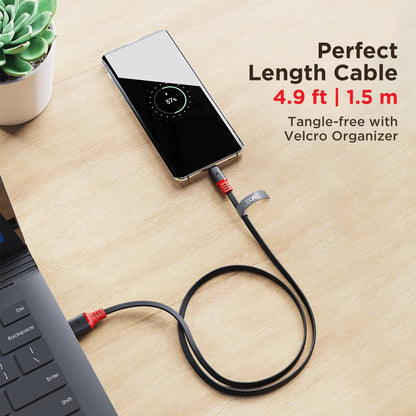 boAt A750 6.5 A Fast Charging 1.5 m USB to Type C Charging Cable, 65 Watts 480 Mbps (White & Red) 1.0 unit