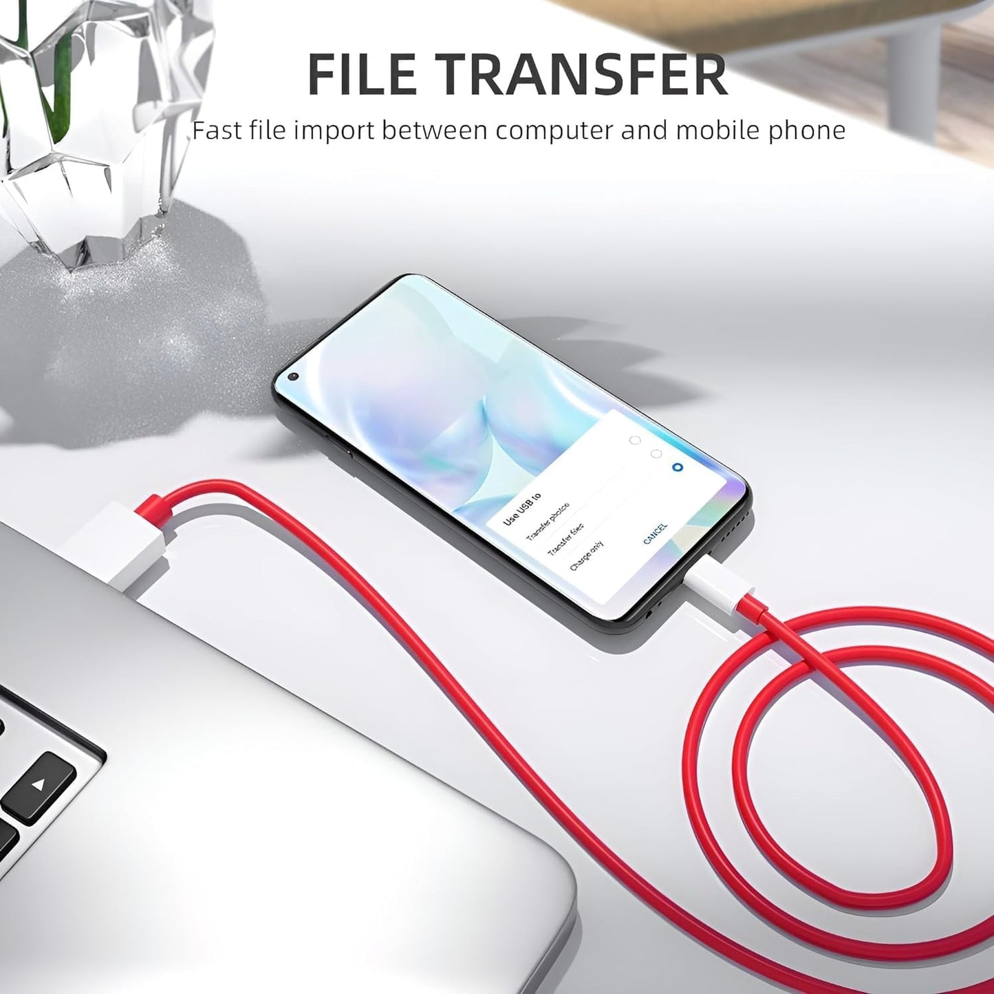 Sounce 80W Fast Charging USB to Type C SuperVooc/Dash Cable for Oneplus & All Series , Red 1.0 Piece