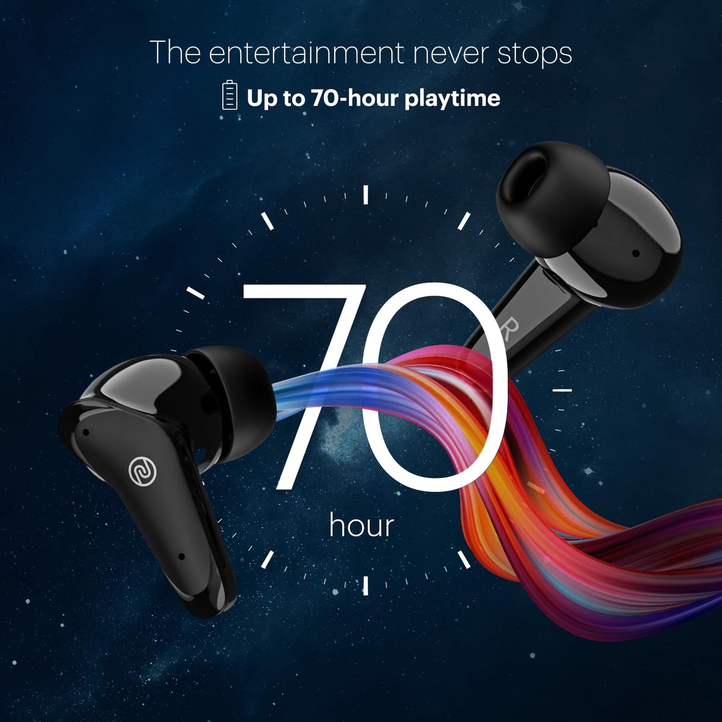 Noise Buds VS102 Plus In-Ear Truly Wireless Earbuds With Mic, 70 Hrs Playtime, ENC, IPX5, Bluetooth v5.3 (Matte Black) 1.0 Piece