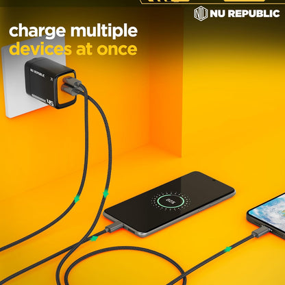 Nu Republic Cybotron 45W GaN Superfast Wall Charger with Type-C To Type-C Cable (Black) 1.0 Piece