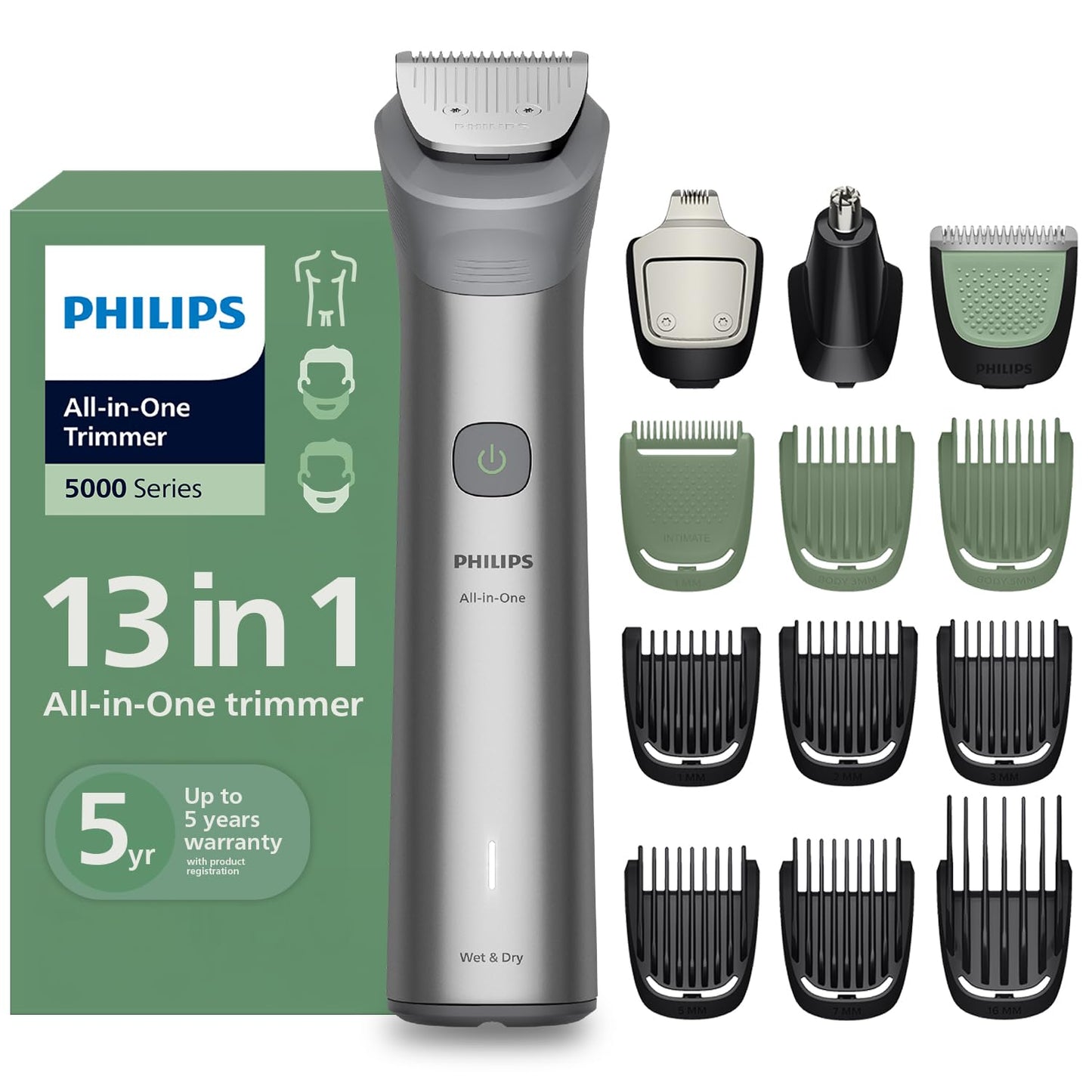 Philips India's No.1 Men's Trimmer | 13-in-1 Kit | Face,Body & Private Parts | 120 min runtime | 5 min QuickCharge | MG5930/65 1.0 unit