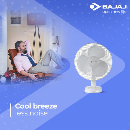 Bajaj Esteem Table Fan 400 mm with 3 Speed Control (White) 1.0 unit