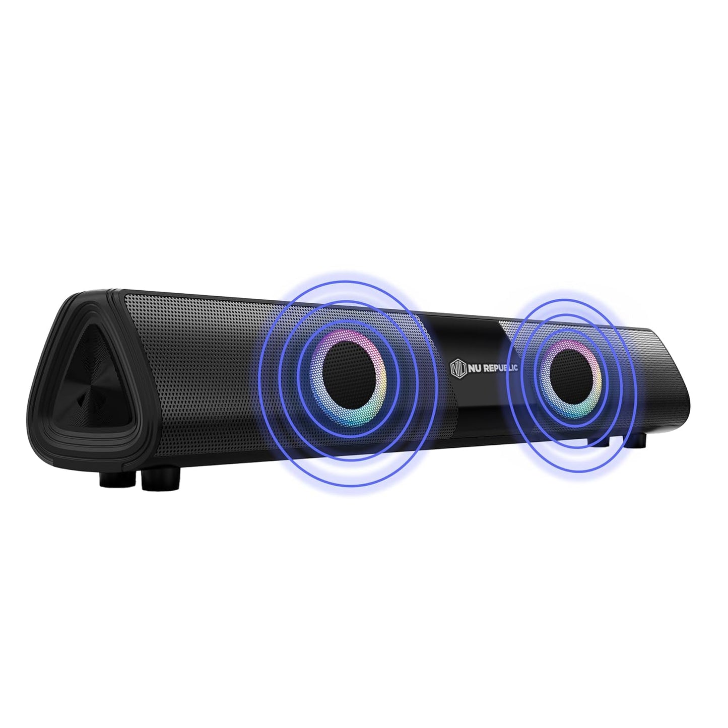 Nu Republic Party Box 20 (20W, 16 Hrs Playtime), Wireless Bluetooth Speaker with Mic v5.3, RGB Light (Black) 1.0 unit