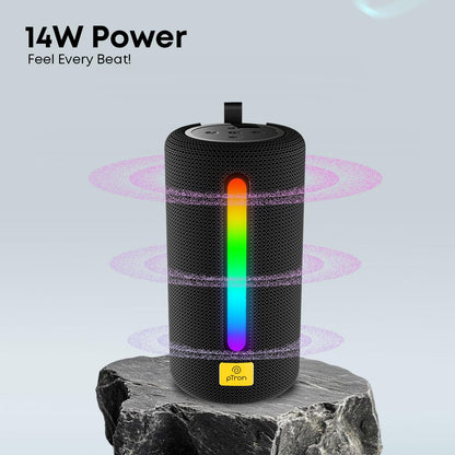Ptron Fusion Buzz 14W Bluetooth Speaker w/ 8hrs Playback, Rhythmic RGB Lights (Black) 1.0 unit