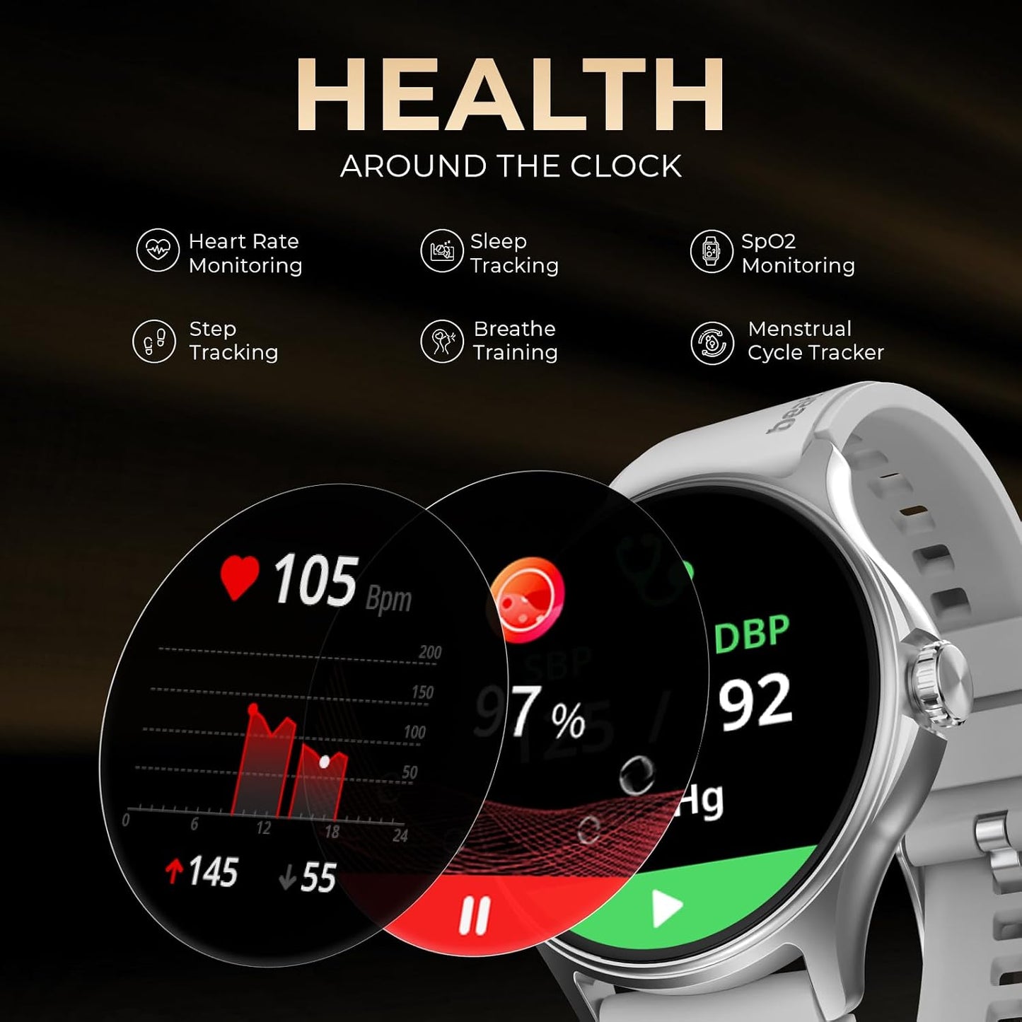 beatXP Sigma 1.38'' HD Display Bluetooth Calling, Health Tracking & AI Voice Assitant Smartwatch (Persian Blue Strap, Free Size)