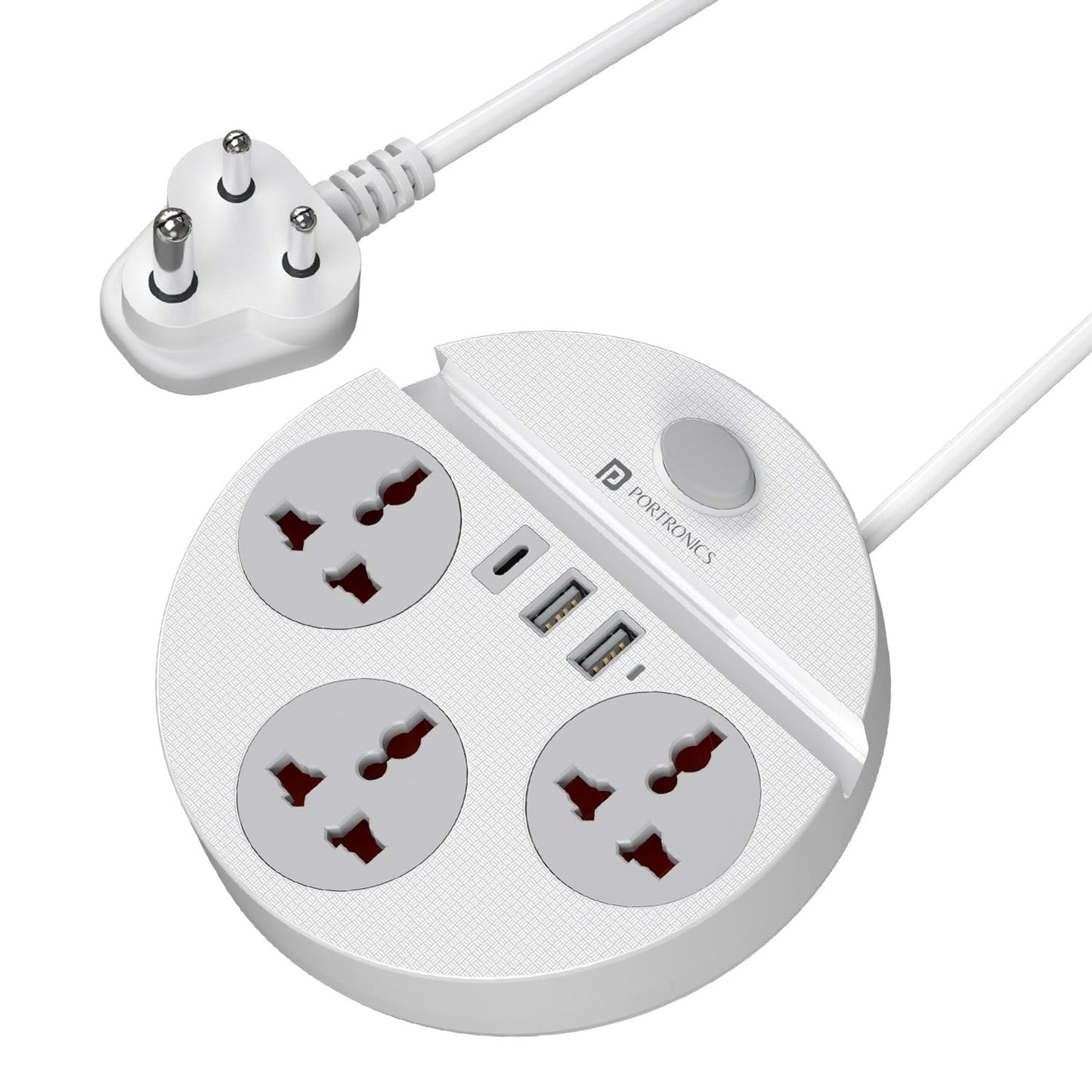 Portronics Power Plate 5 Power Converter With USB Charger - White 1.0 unit