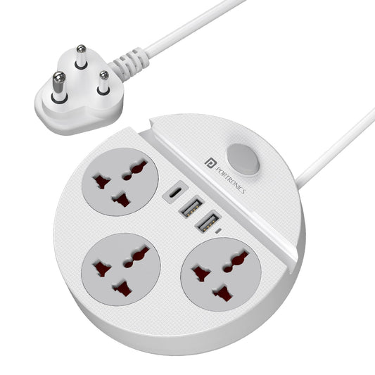 Portronics Power Plate 5 Power Converter With USB Charger - White 1.0 unit