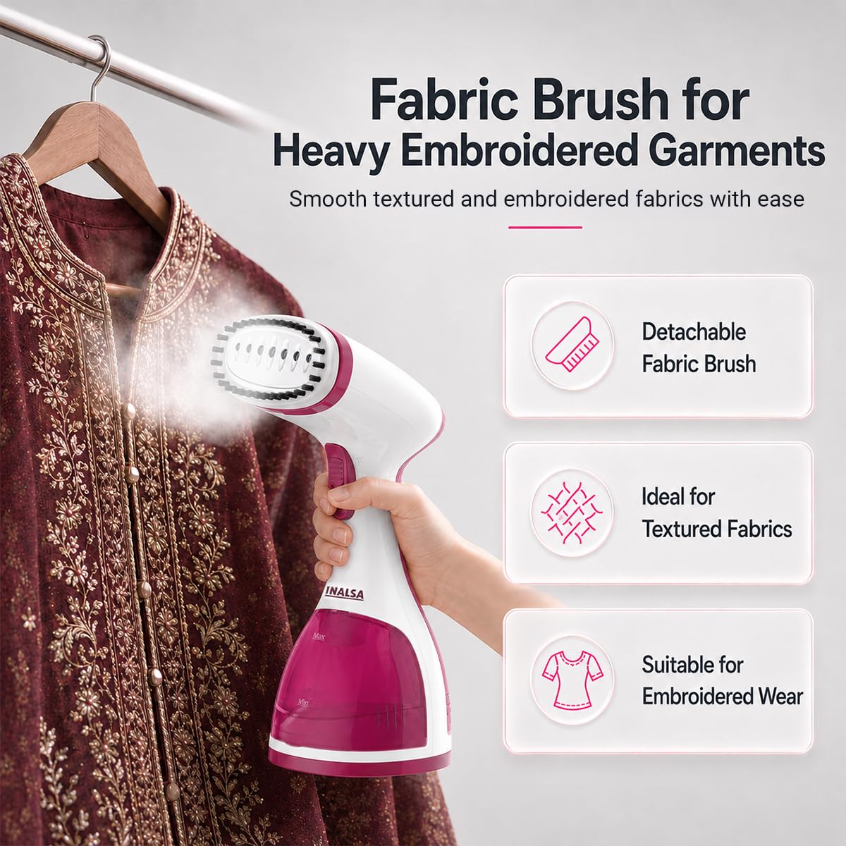 Inalsa Travel Pro Garment Steamer (1500W) Compact with Foldable Handle - Blue 1.0 Piece
