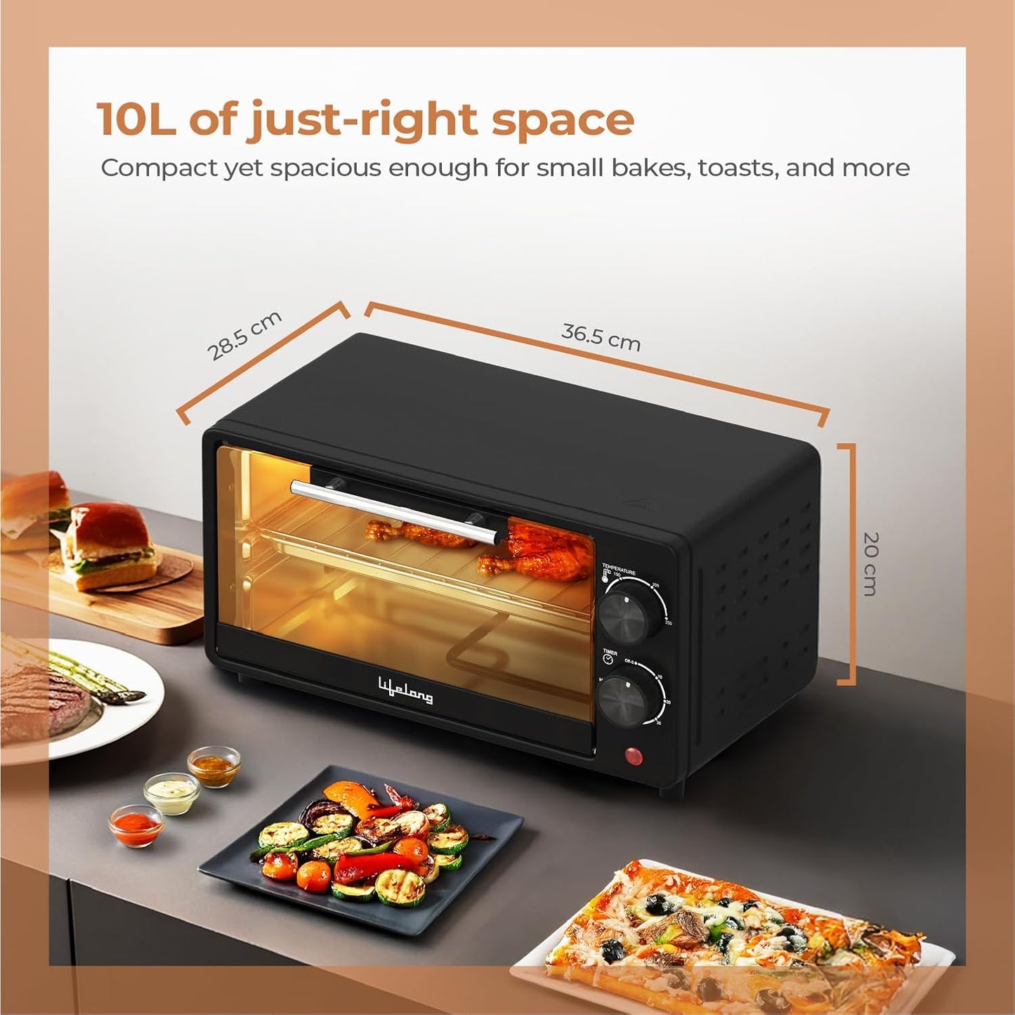 Lifelong LLOT10 10 L Oven, Toaster & Griller with Auto Shut Off (Black) 1.0 Piece