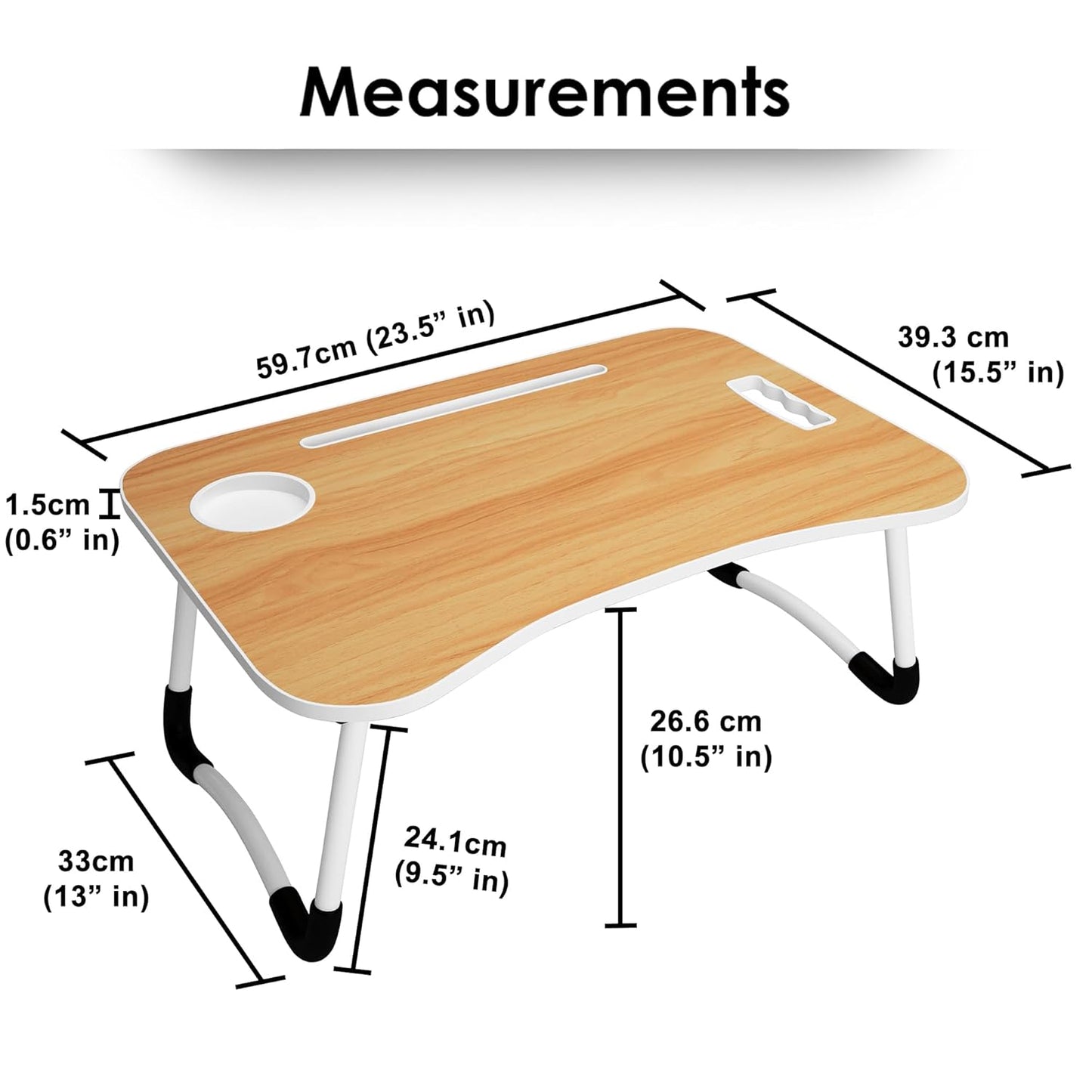 Story@Home Laptop Table with Dock Stand Wood Smart Standard Multi-Purpose Solid/Study Table/Bed Table/Foldable and Portable/Ergonomic & Rounded Edges/Non-Slip Legs/Engineered (Walnut)