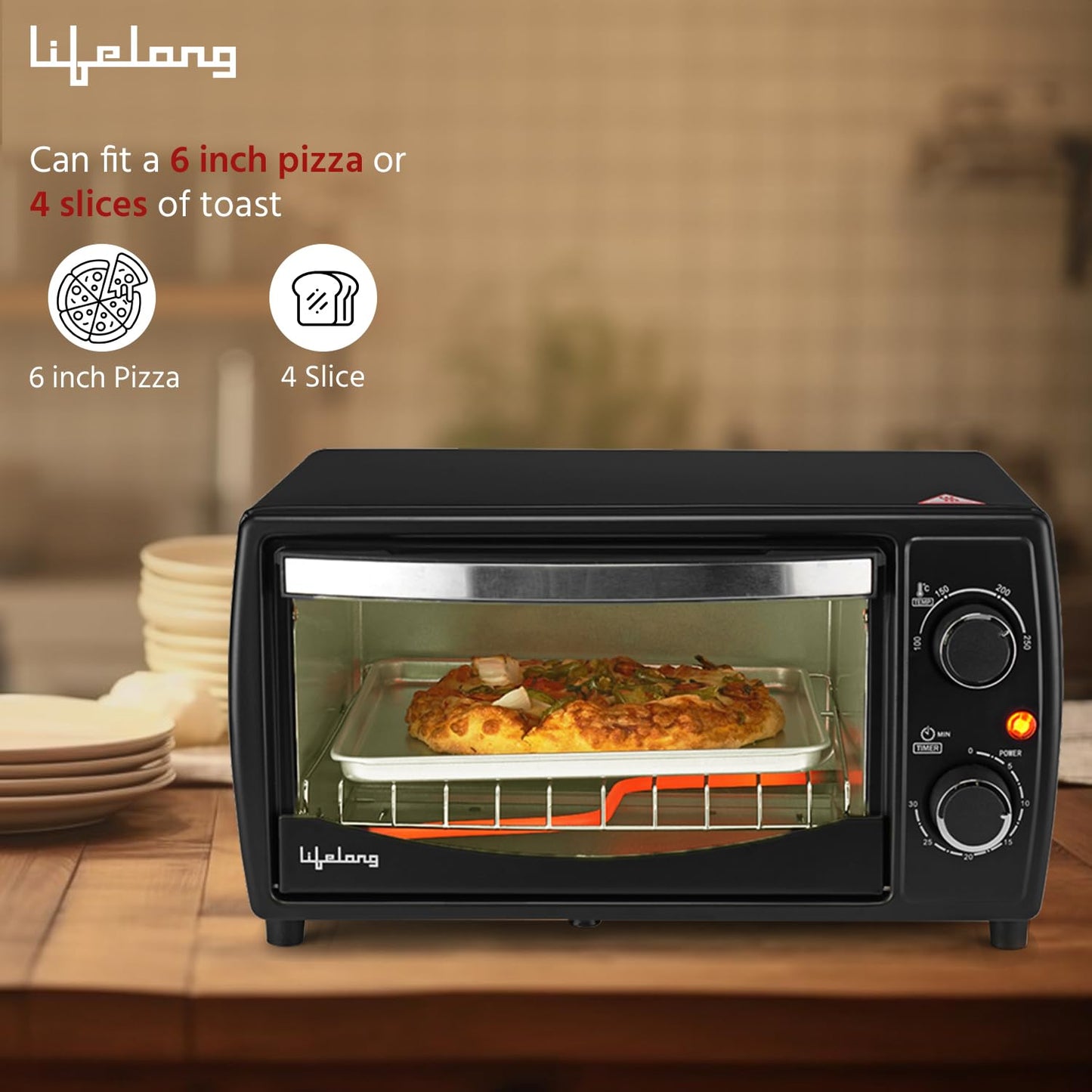 Lifelong LLOT10 10 L Oven, Toaster & Griller with Auto Shut Off (Black) 1.0 Piece