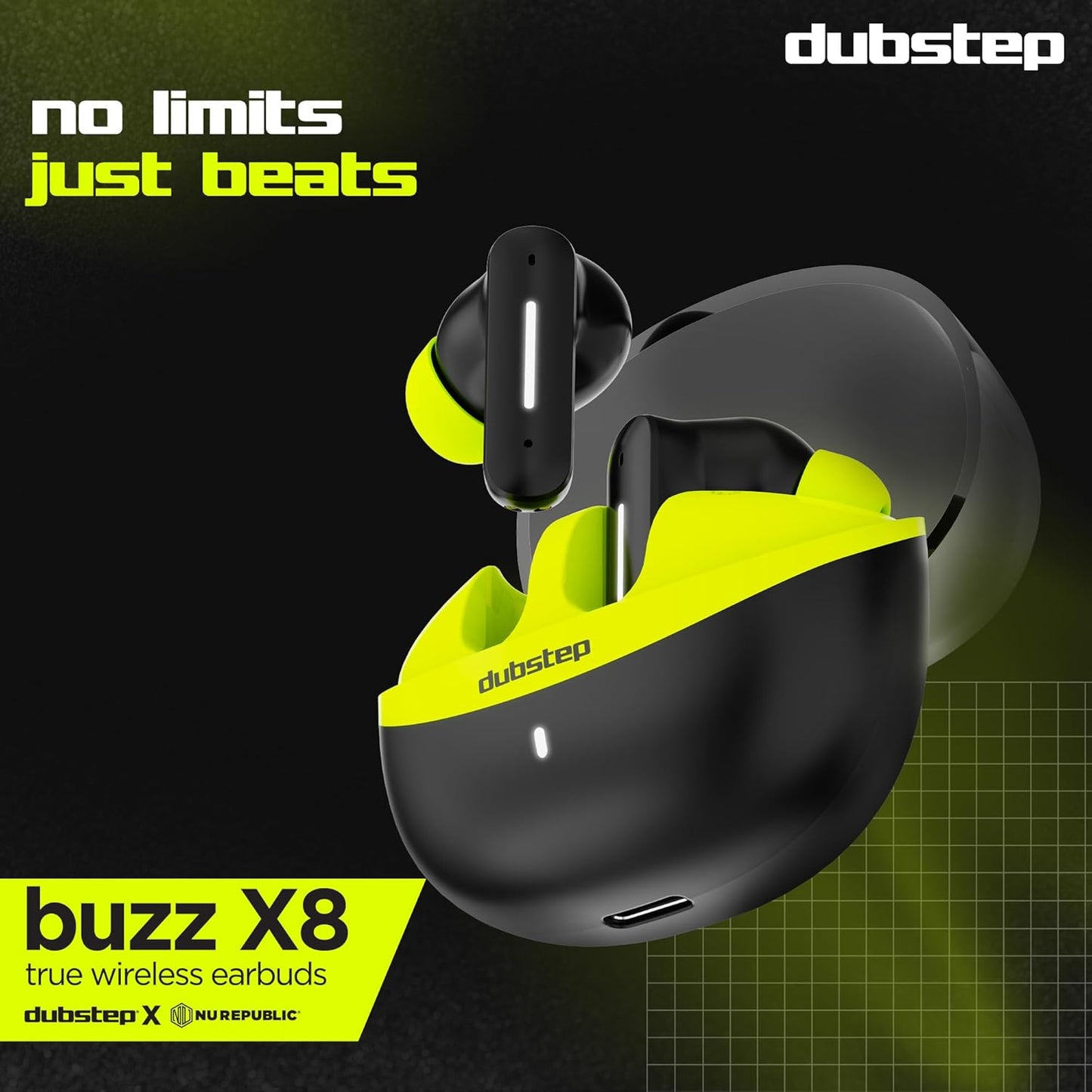 Dubstep Buzz X8 with 56 Hrs Playtime ENC TWS Earbuds (Neon Green) 1.0 box