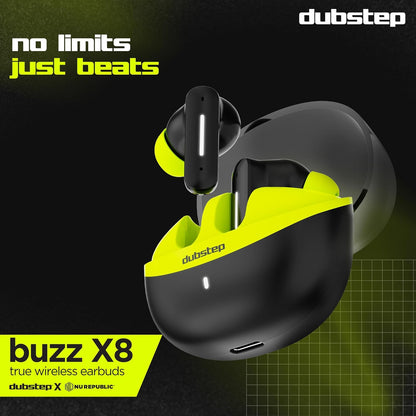 Dubstep Buzz X8 with 56 Hrs Playtime ENC TWS Earbuds (Neon Green) 1.0 box
