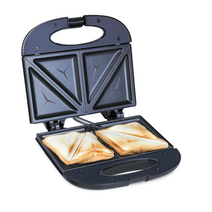 Bajaj SWX 3 Deluxe 800W 2-Slice Sandwich Toaster with Toast Plates | Non-Stick Coated Plates | Upright Compact Storage | Buckle Clip Handle | 2-Yr Warranty by Bajaj 【Black】