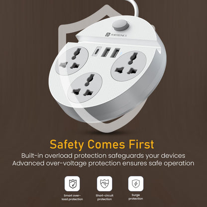 Portronics Power Plate 5 Power Converter With USB Charger - White 1.0 unit