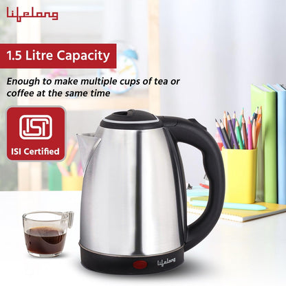 Lifelong LLEK15 Electric Kettle, 1.5L, Stainless Steel, 1500 W (Silver) 1.0 unit