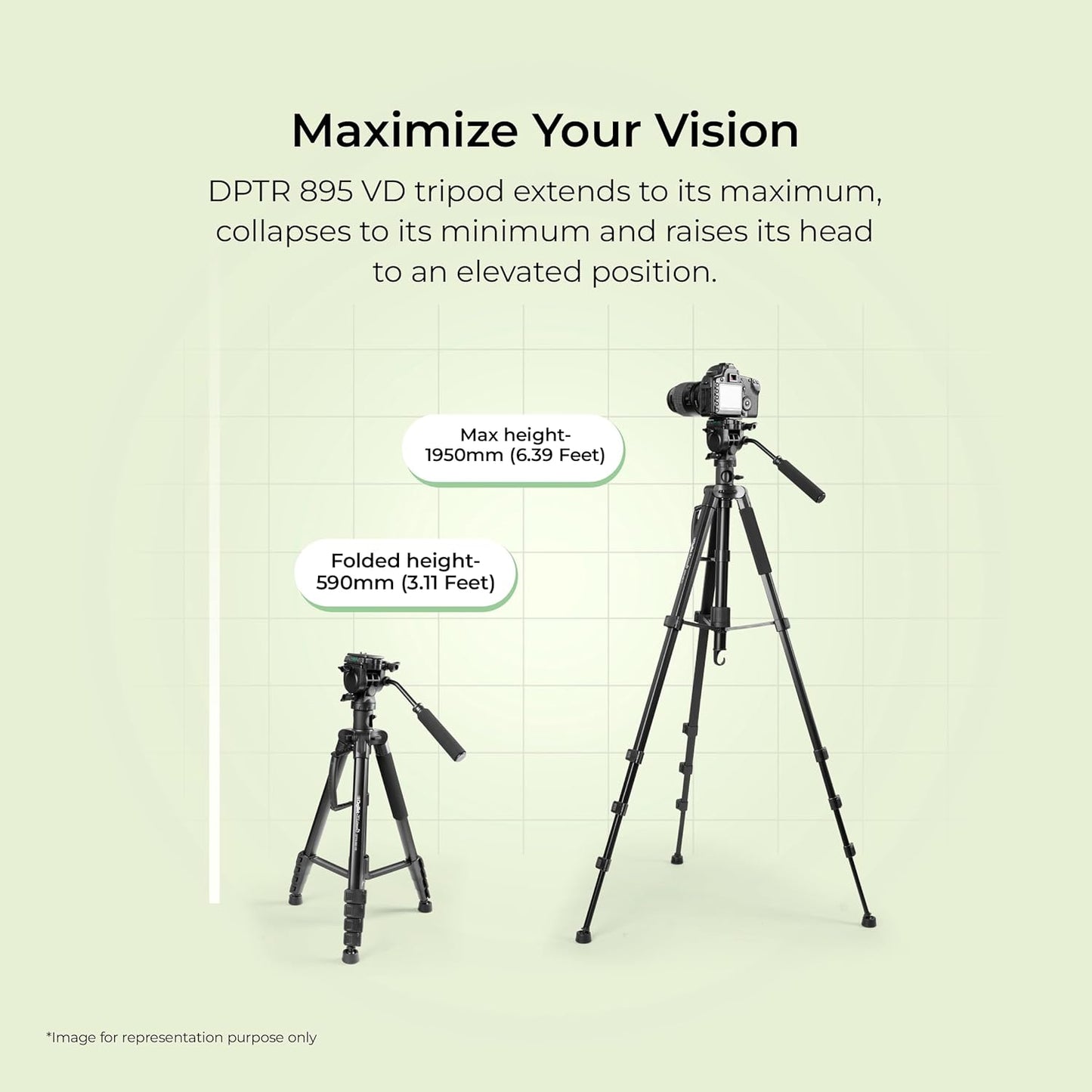 DIGITEK (DPTR 895VD) 195 CM Aluminum Alloy Tripod/Monopod & Multipurpose 3-Way Head 1.0 Piece
