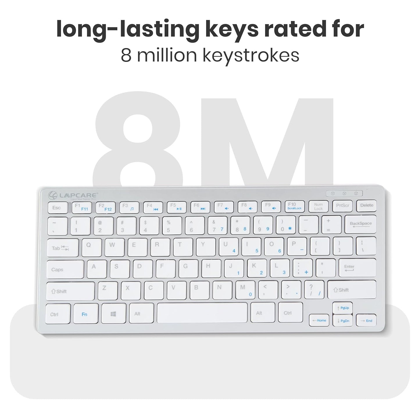 LAPCARE D-lite Plus Keyboard With 2.4 GHz & 10 M BT Range & 87 Keys, 8 Million Key Life, Wireless (White) 1.0 unit