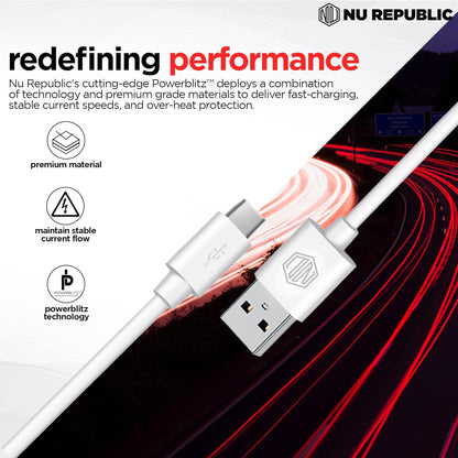Nu Republic Sprint Ultra 12W Superfast Charger (Adaptor With Cable USB A To Type C) - White 1.0 unit