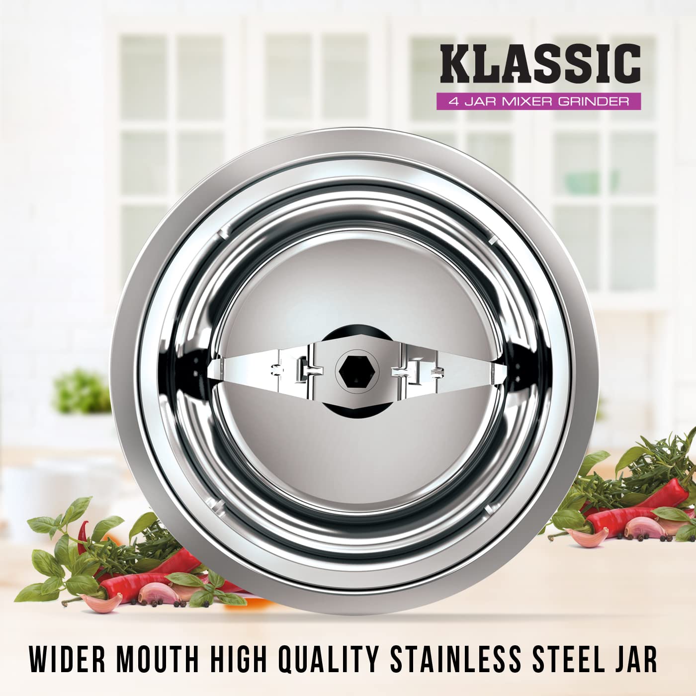 Havells Klassic Mixer Grinder, 4 Jars, 750W, Stainless Steel (Black) 1.0 unit