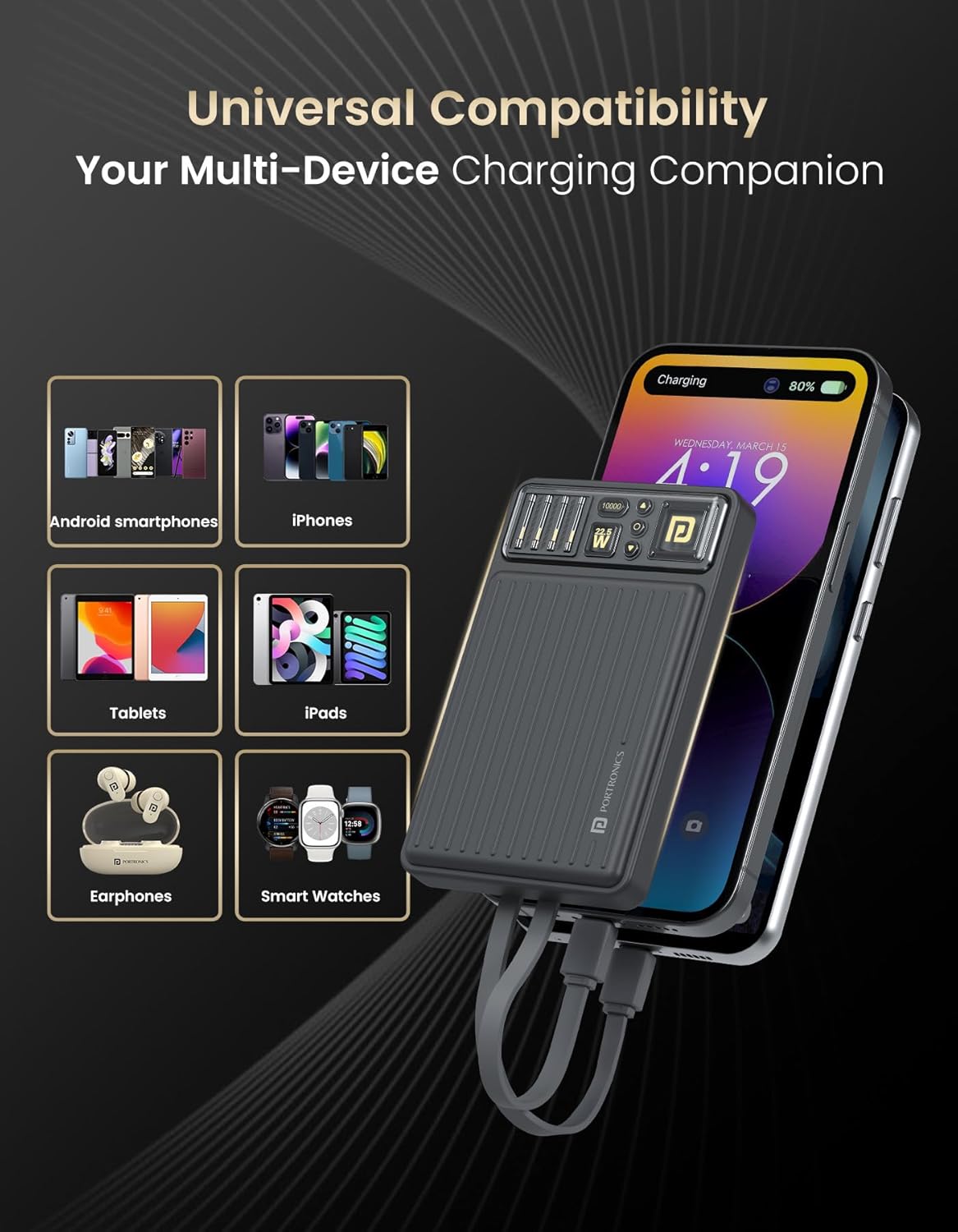 Portronics Luxcell B12 10000mah Power Bank - Black 1.0 unit