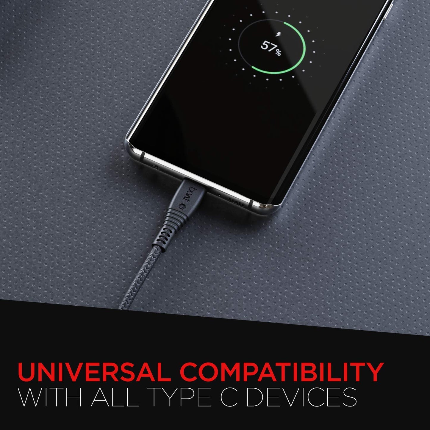 boAt A325 3A Fast Charging 1.5 m USB to Type C Charging Cable, 480 Mbps (Black) 1.0 Piece