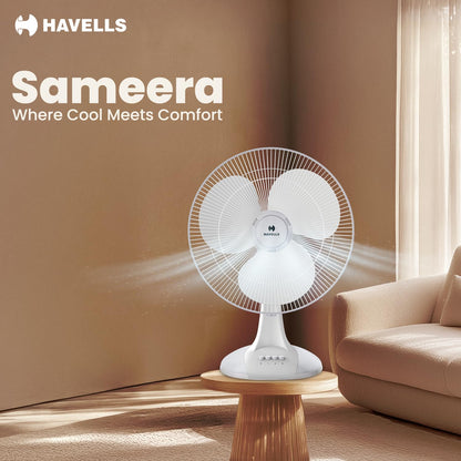 Havells Sameera 400mm High-Speed Table Fan for Powerful Airflow - White 1.0 Piece
