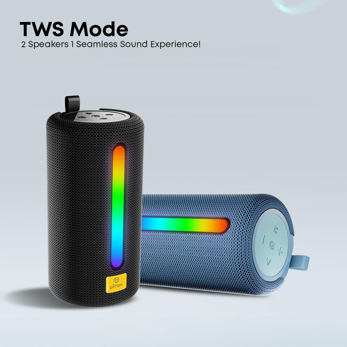 Ptron Fusion Buzz 14W Bluetooth Speaker w/ 8hrs Playback, Rhythmic RGB Lights (Black) 1.0 unit