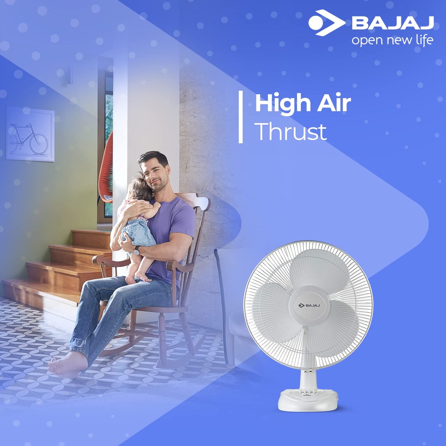 Bajaj Esteem Table Fan 400 mm with 3 Speed Control (White) 1.0 unit