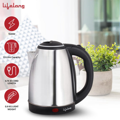 Lifelong LLEK15 Electric Kettle, 1.5L, Stainless Steel, 1500 W (Silver) 1.0 unit