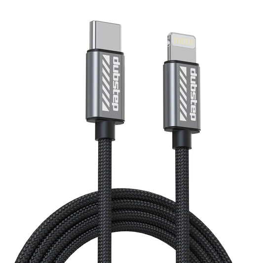 Dubstep Blaze Flash Fast Charging 1.25 m Type C To Lightning Charging Cable, 33 Watts 480 Mbps (Grey) 1.0 unit