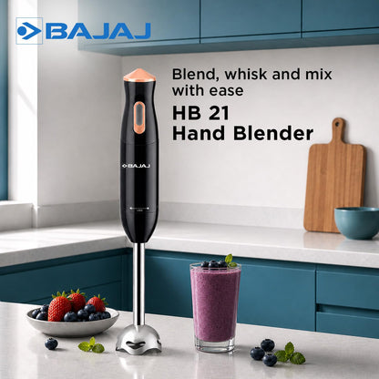 Bajaj HB 21 Hand Blender, Stainless Steel, 300W (Black) 1.0 unit