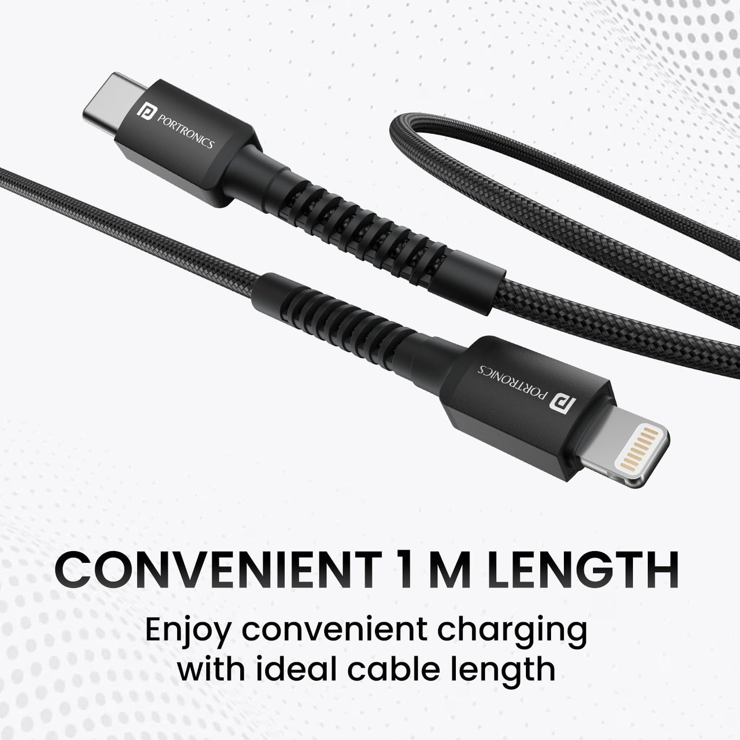 Portronics Konnect X 27W Type C To 8 Pin 1m - Black 1.0 Piece